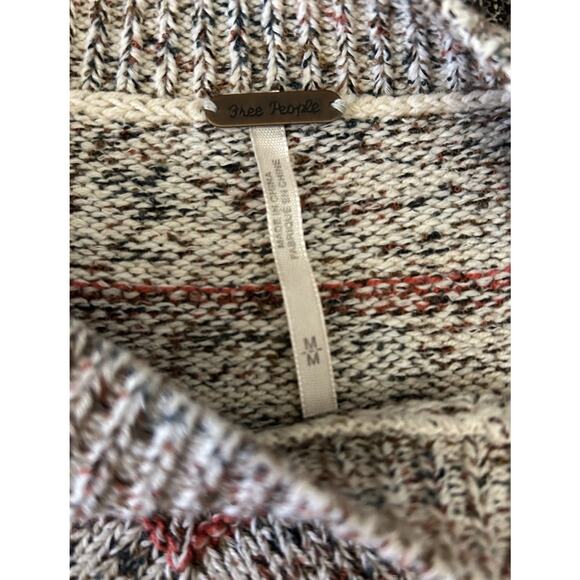 Free People Women's Ivory Zig Zag Cotton Knit Sweater Pullover Jumper Size M - Picture 6 of 9